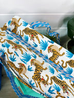 Quilted Weekender Duffle Overnight Bag - White Tiger Print