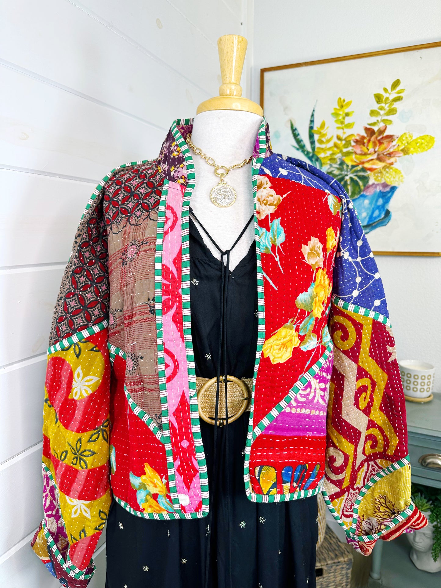 Kantha Quilted Bomber Jacket | Blanket Coat | Patchwork Coat