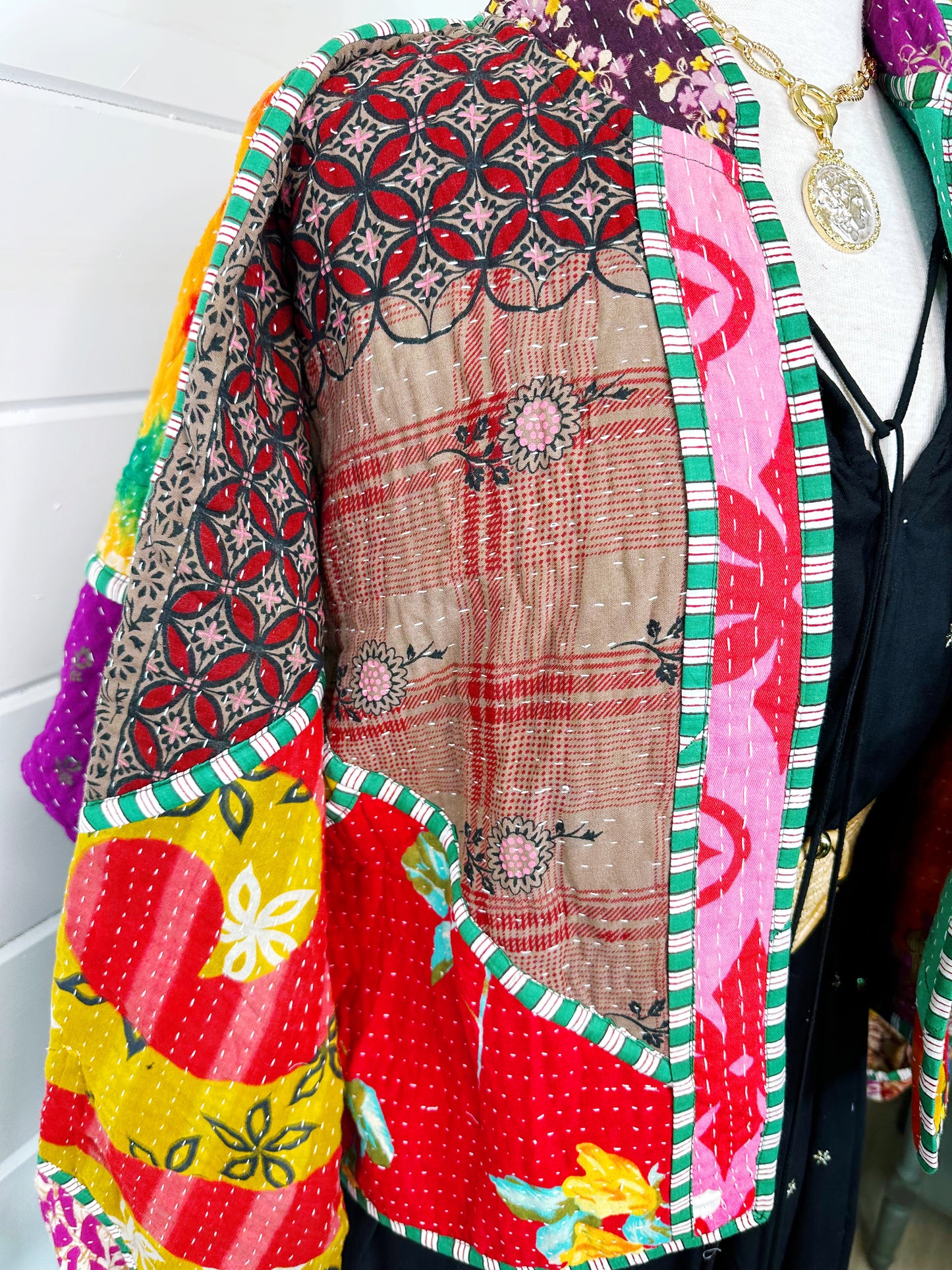 Kantha Quilted Bomber Jacket | Blanket Coat | Patchwork Coat