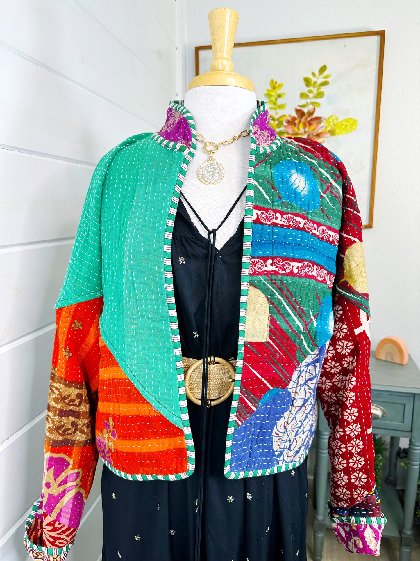 Kantha Quilted Bomber Jacket | Blanket Coat | Patchwork Coat