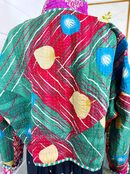 Kantha Quilted Bomber Jacket | Blanket Coat | Patchwork Coat