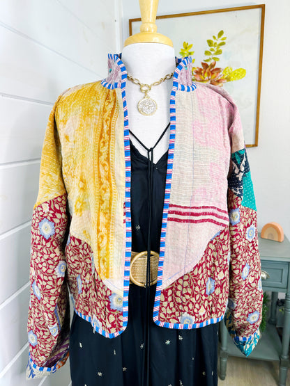 Kantha Quilted Bomber Jacket | Blanket Coat | Patchwork Coat