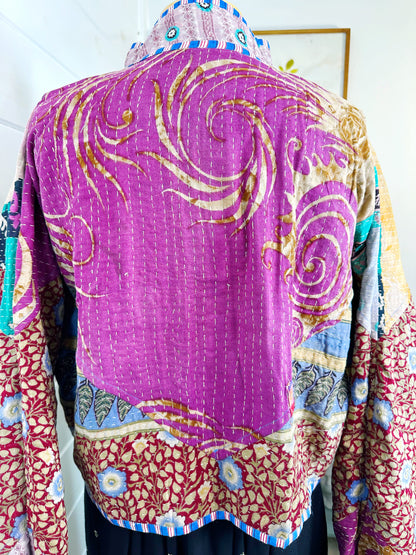 Kantha Quilted Bomber Jacket | Blanket Coat | Patchwork Coat