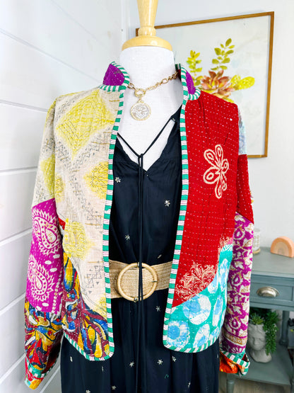 Kantha Quilted Bomber Jacket | Blanket Coat | Patchwork Coat
