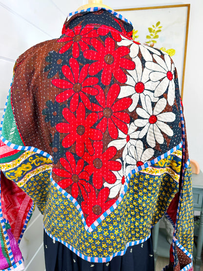 Kantha Quilted Bomber Jacket | Blanket Coat | Patchwork Coat