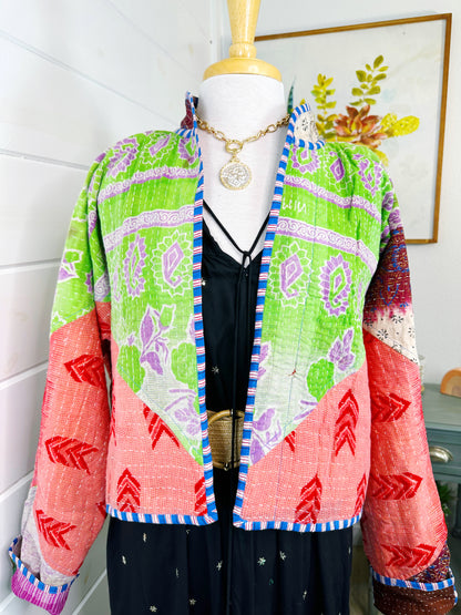 Kantha Quilted Bomber Jacket | Blanket Coat | Patchwork Coat