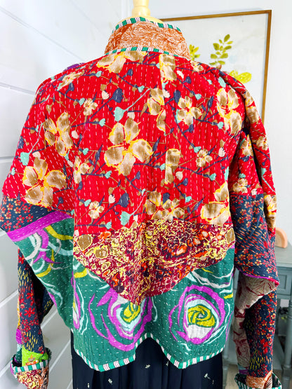 Kantha Quilted Bomber Jacket | Blanket Coat | Patchwork Coat