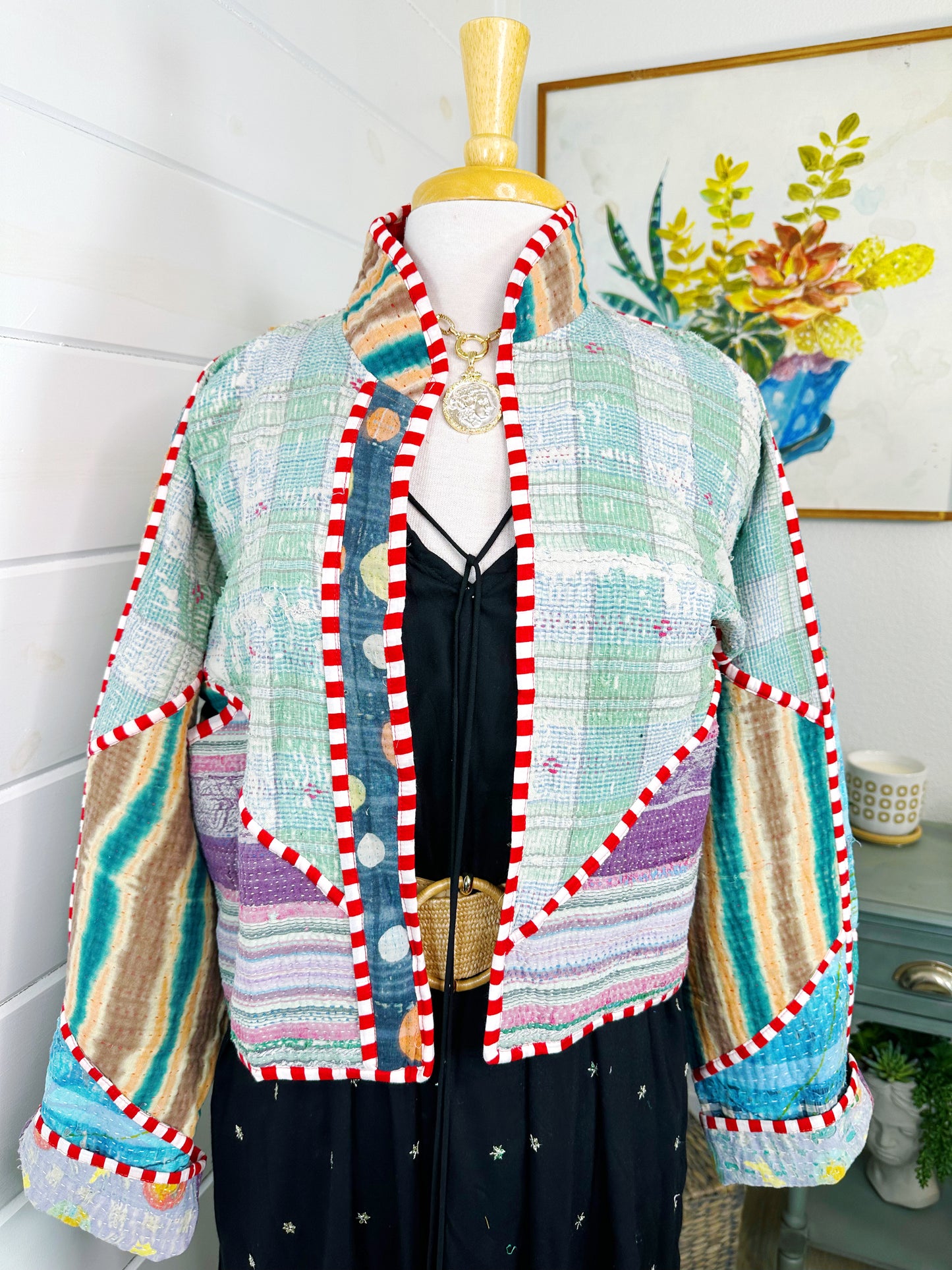 Kantha Quilted Bomber Jacket | Blanket Coat | Patchwork Coat