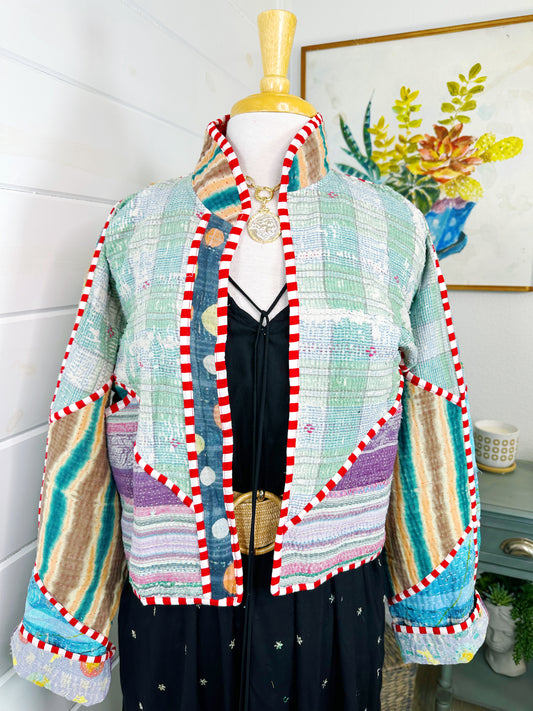 Kantha Quilted Bomber Jacket | Blanket Coat | Patchwork Coat
