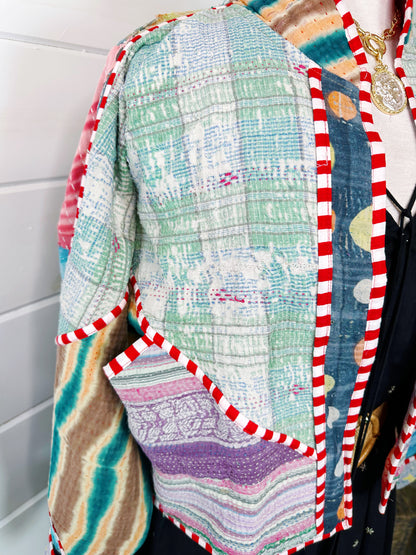 Kantha Quilted Bomber Jacket | Blanket Coat | Patchwork Coat