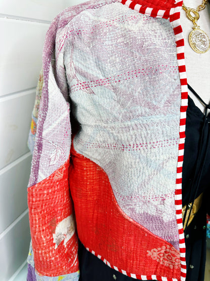 Kantha Quilted Bomber Jacket | Blanket Coat | Patchwork Coat