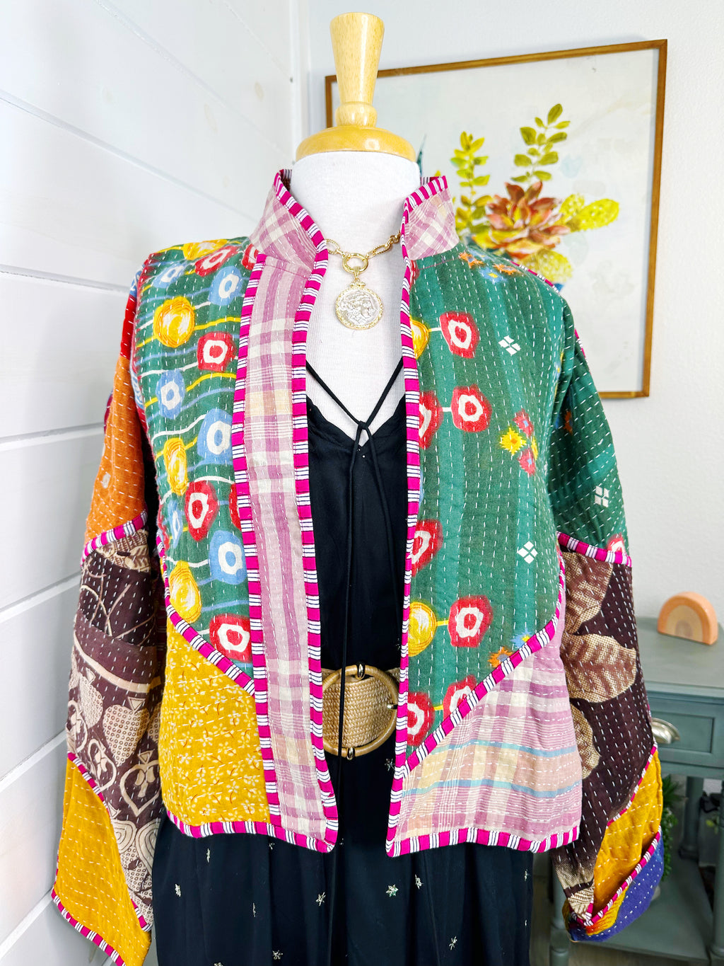 Kantha Quilted Bomber Jacket | Blanket Coat | Patchwork Coat