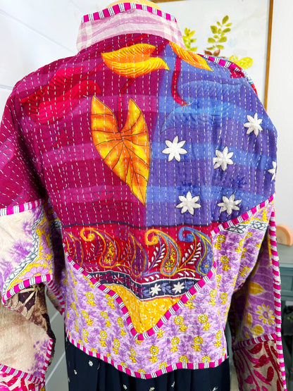 Kantha Quilted Bomber Jacket | Blanket Coat | Patchwork Coat