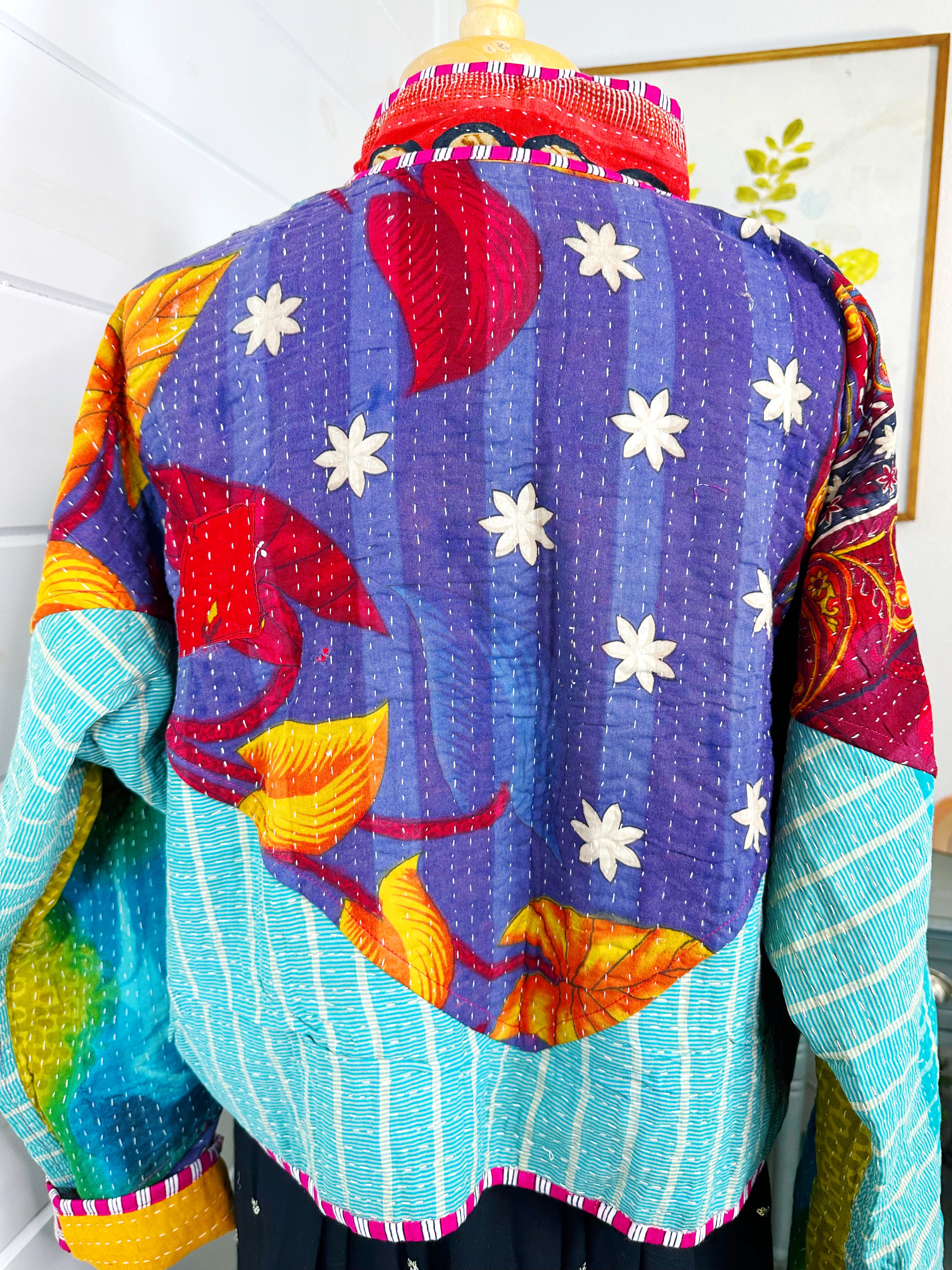 Kantha Quilted Bomber Jacket | Blanket Coat | Patchwork Coat