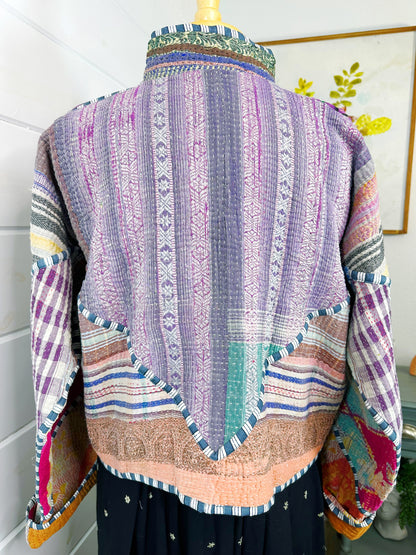 Kantha Quilted Bomber Jacket | Blanket Coat | Patchwork Coat