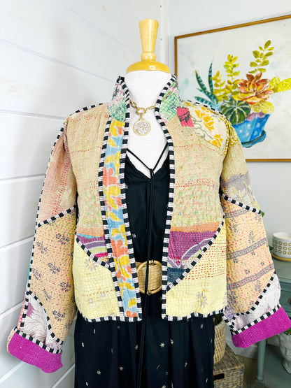 Kantha Quilted Bomber Jacket | Blanket Coat | Patchwork Coat