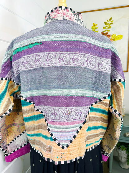 Kantha Quilted Bomber Jacket | Blanket Coat | Patchwork Coat