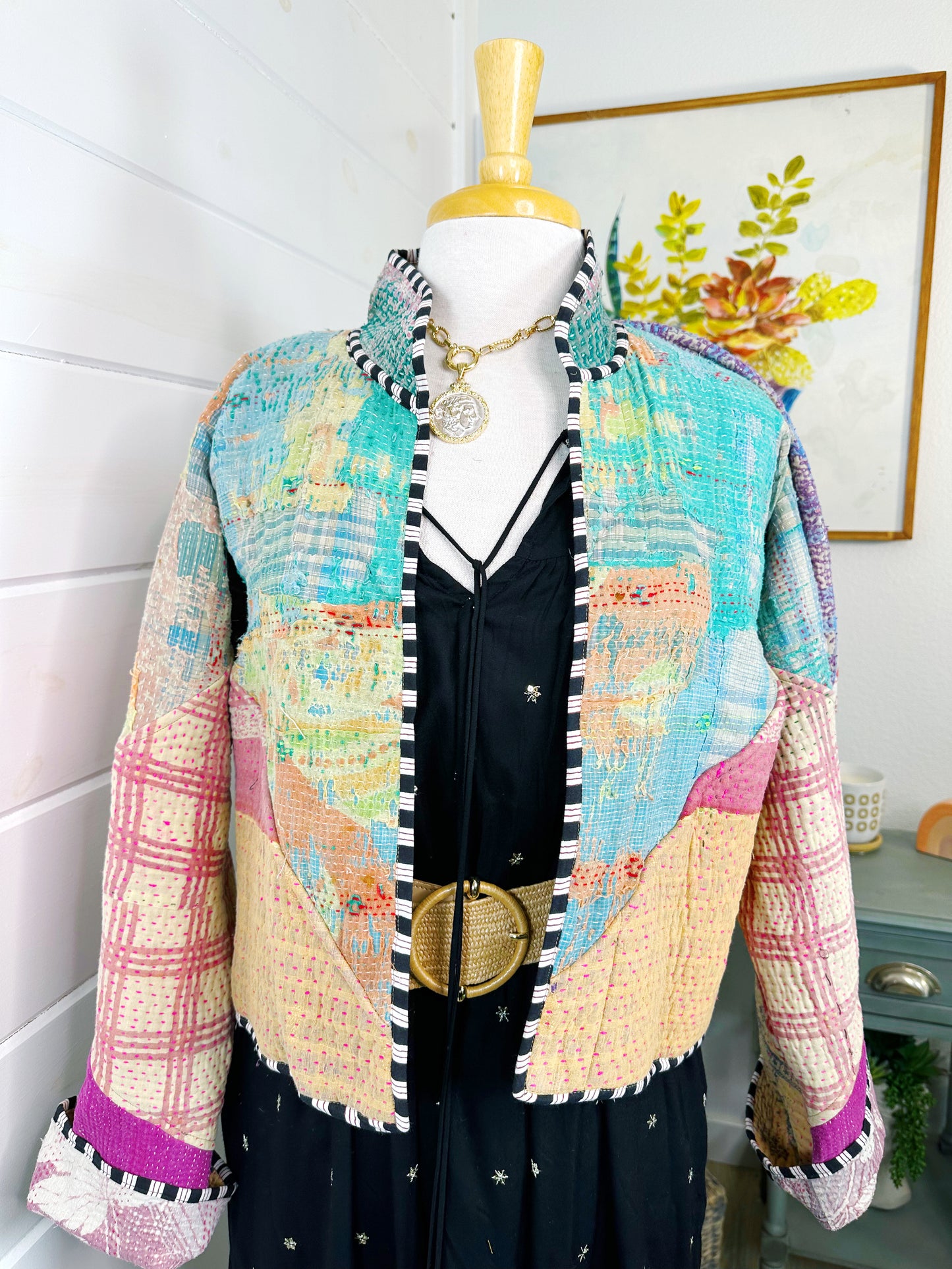 Kantha Quilted Bomber Jacket | Blanket Coat | Patchwork Coat