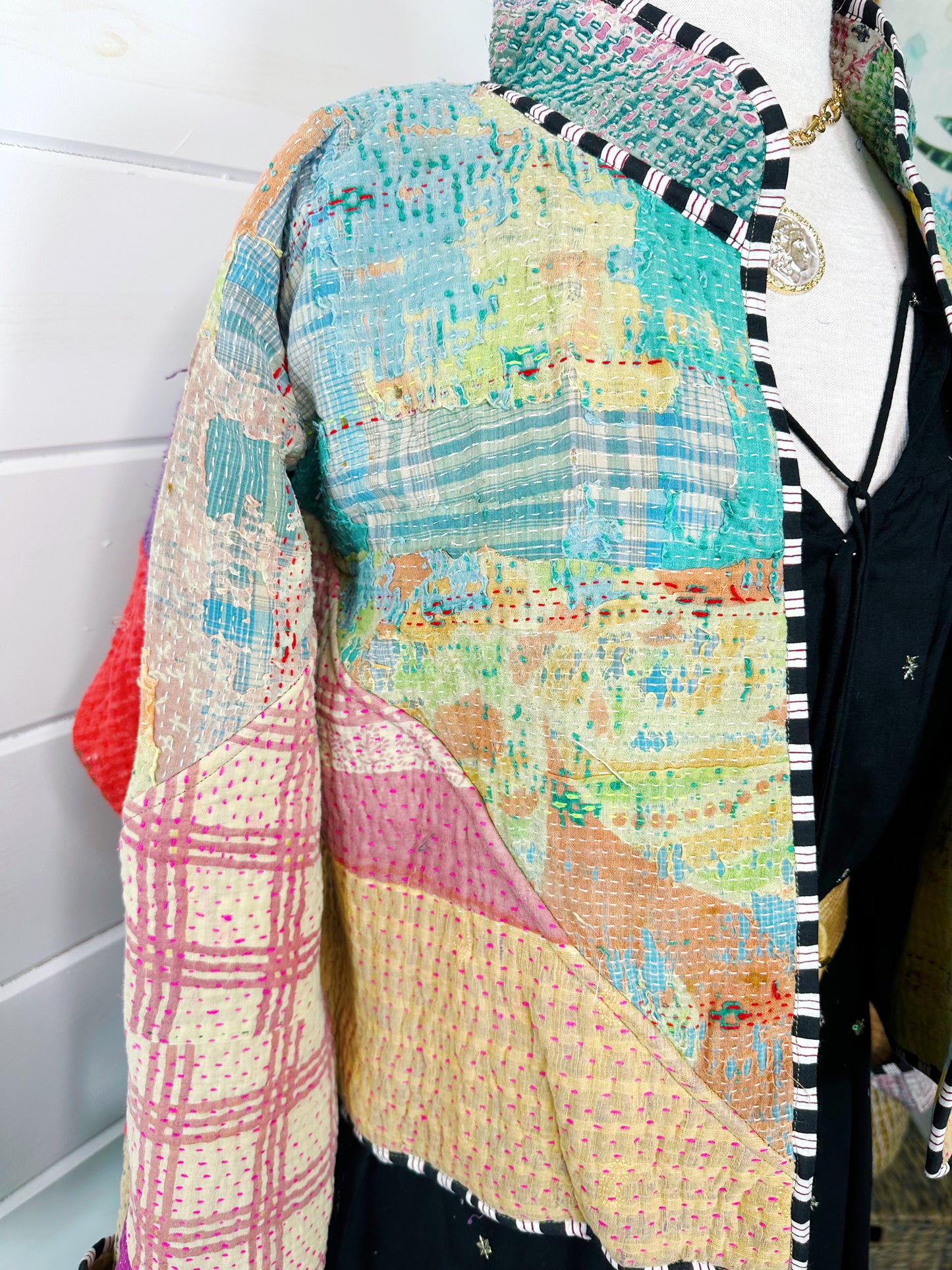 Kantha Quilted Bomber Jacket | Blanket Coat | Patchwork Coat