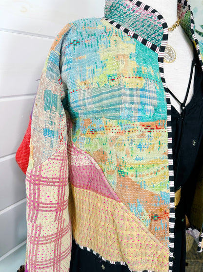 Kantha Quilted Bomber Jacket | Blanket Coat | Patchwork Coat