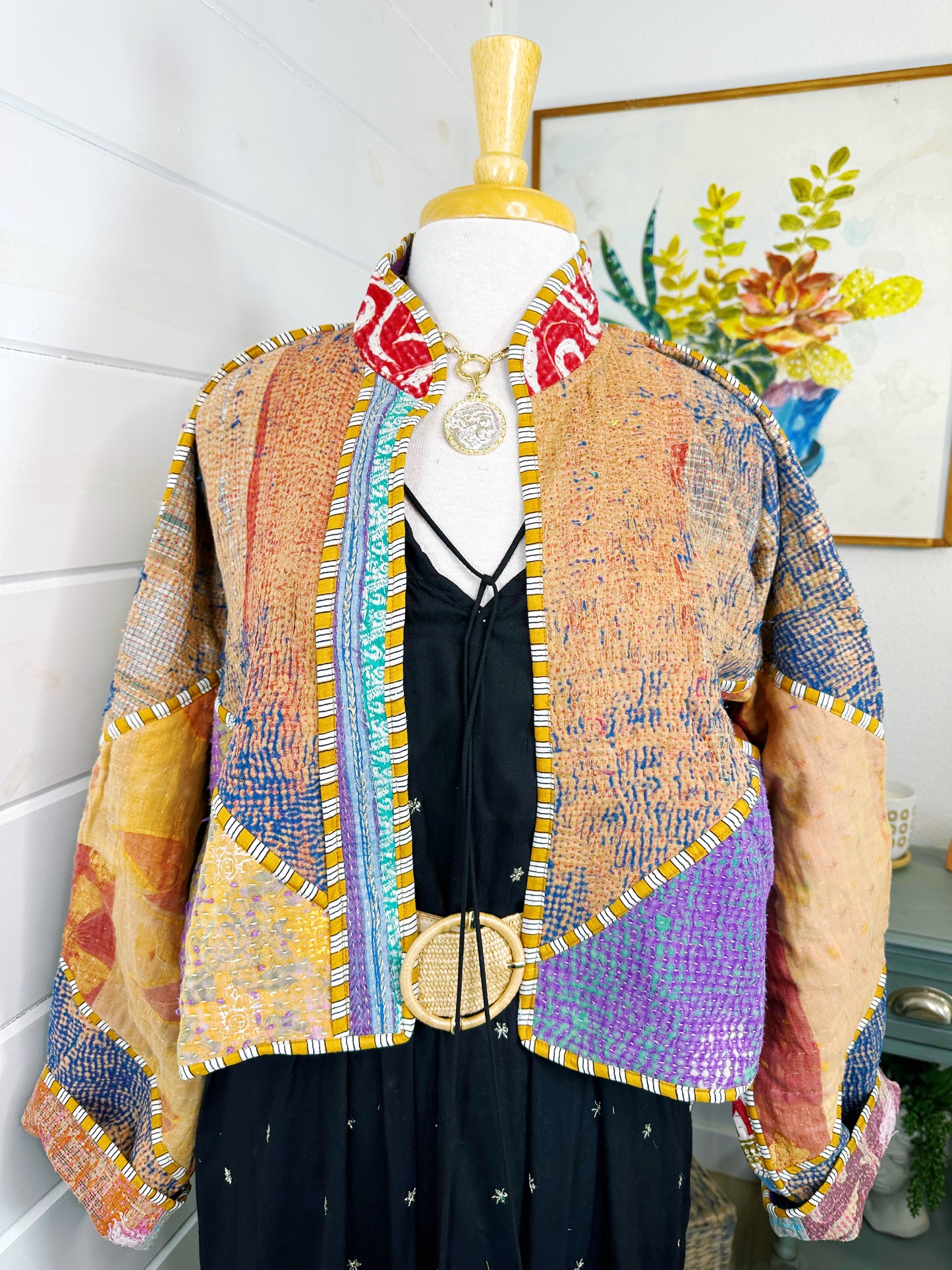 Kantha Quilted Bomber Jacket | Blanket Coat | Patchwork Coat