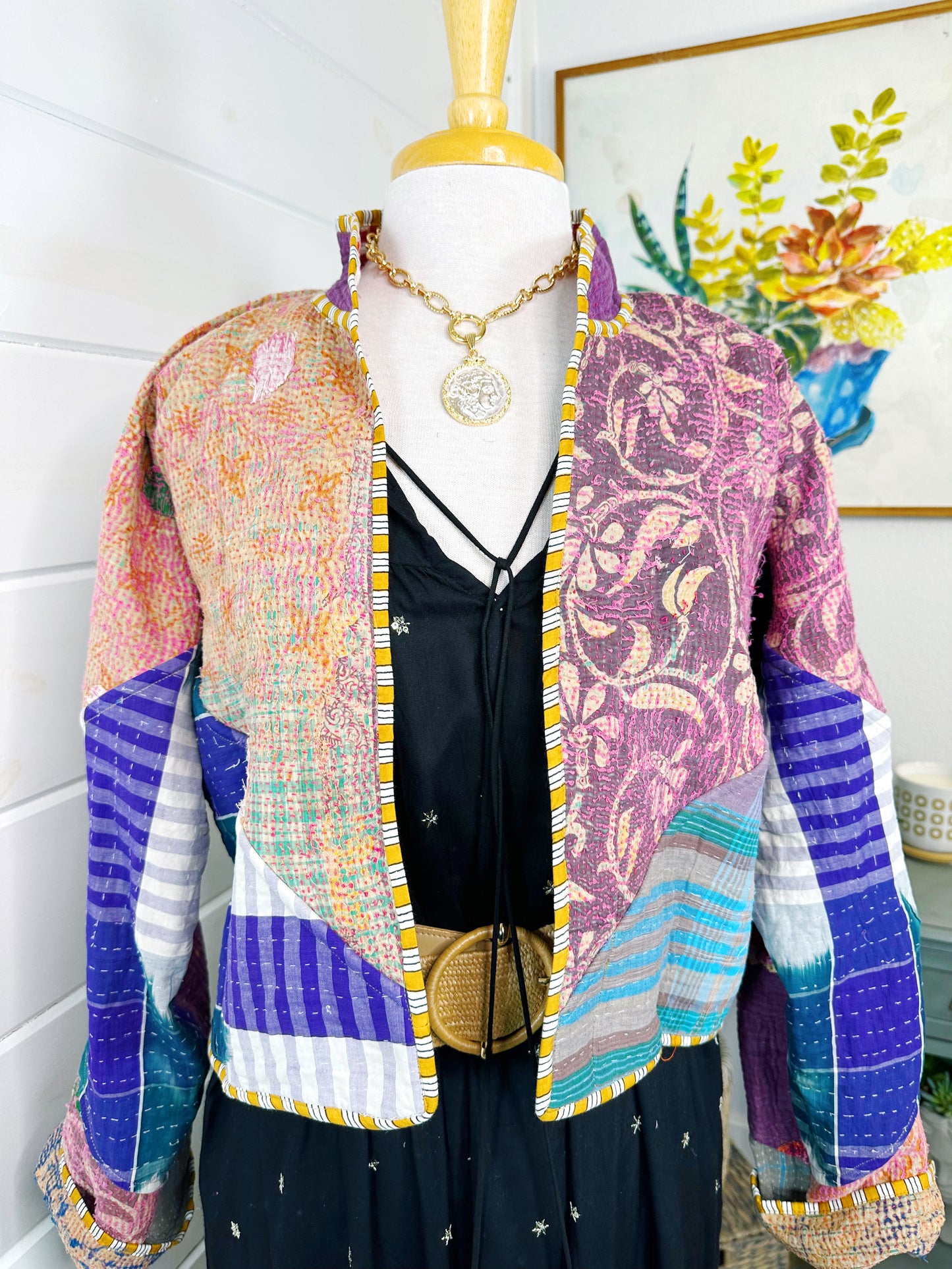 Kantha Quilted Bomber Jacket | Blanket Coat | Patchwork Coat