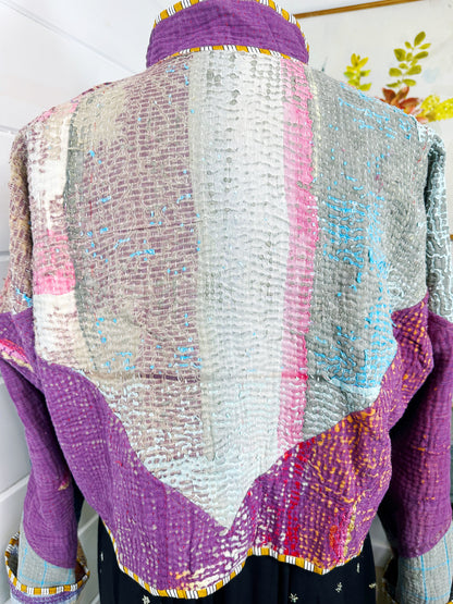 Kantha Quilted Bomber Jacket | Blanket Coat | Patchwork Coat
