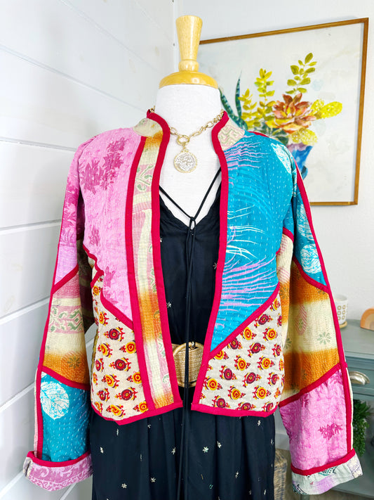 Kantha Quilted Bomber Jacket | Blanket Coat | Patchwork Coat