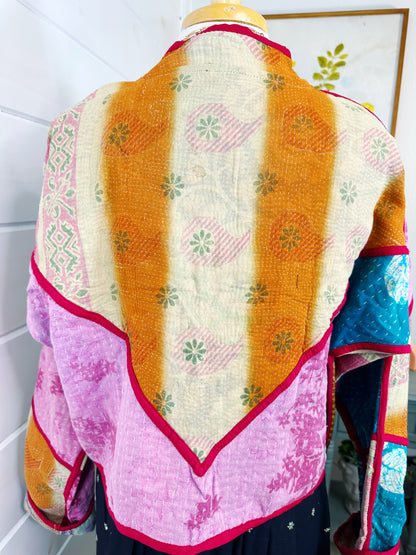 Kantha Quilted Bomber Jacket | Blanket Coat | Patchwork Coat