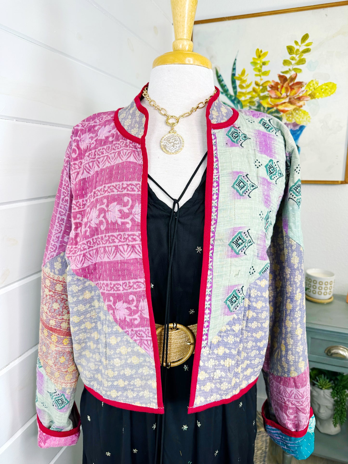 Kantha Quilted Bomber Jacket | Blanket Coat | Patchwork Coat