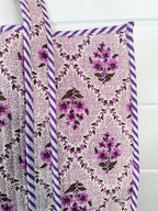 Purple Floral Print Quilted Cotton Tote Bag