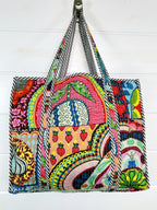 Festival Print Large Quilted Cotton Tote Bag