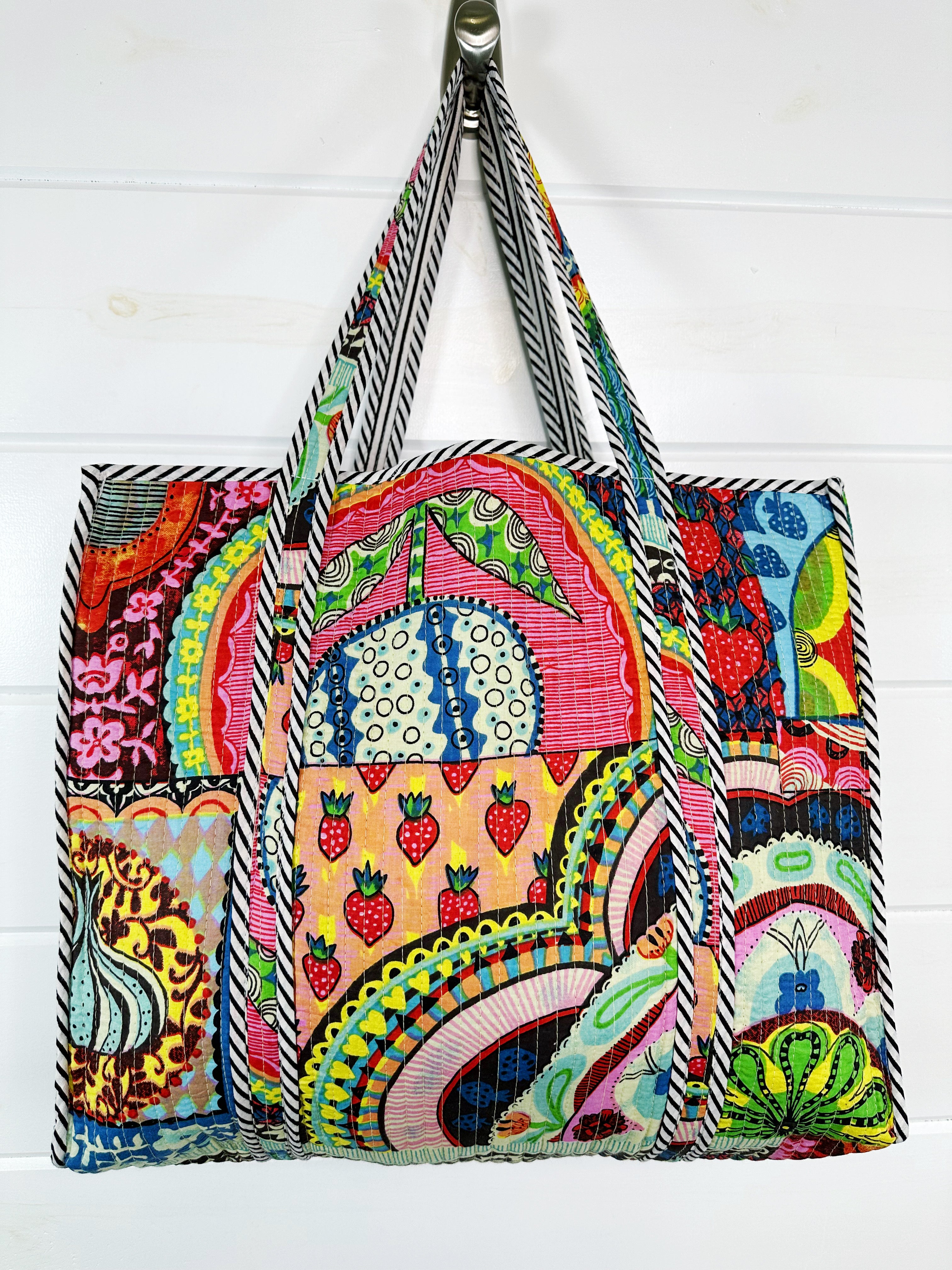 Festival Print Large Quilted Cotton Tote Bag