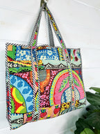 Festival Print Large Quilted Cotton Tote Bag
