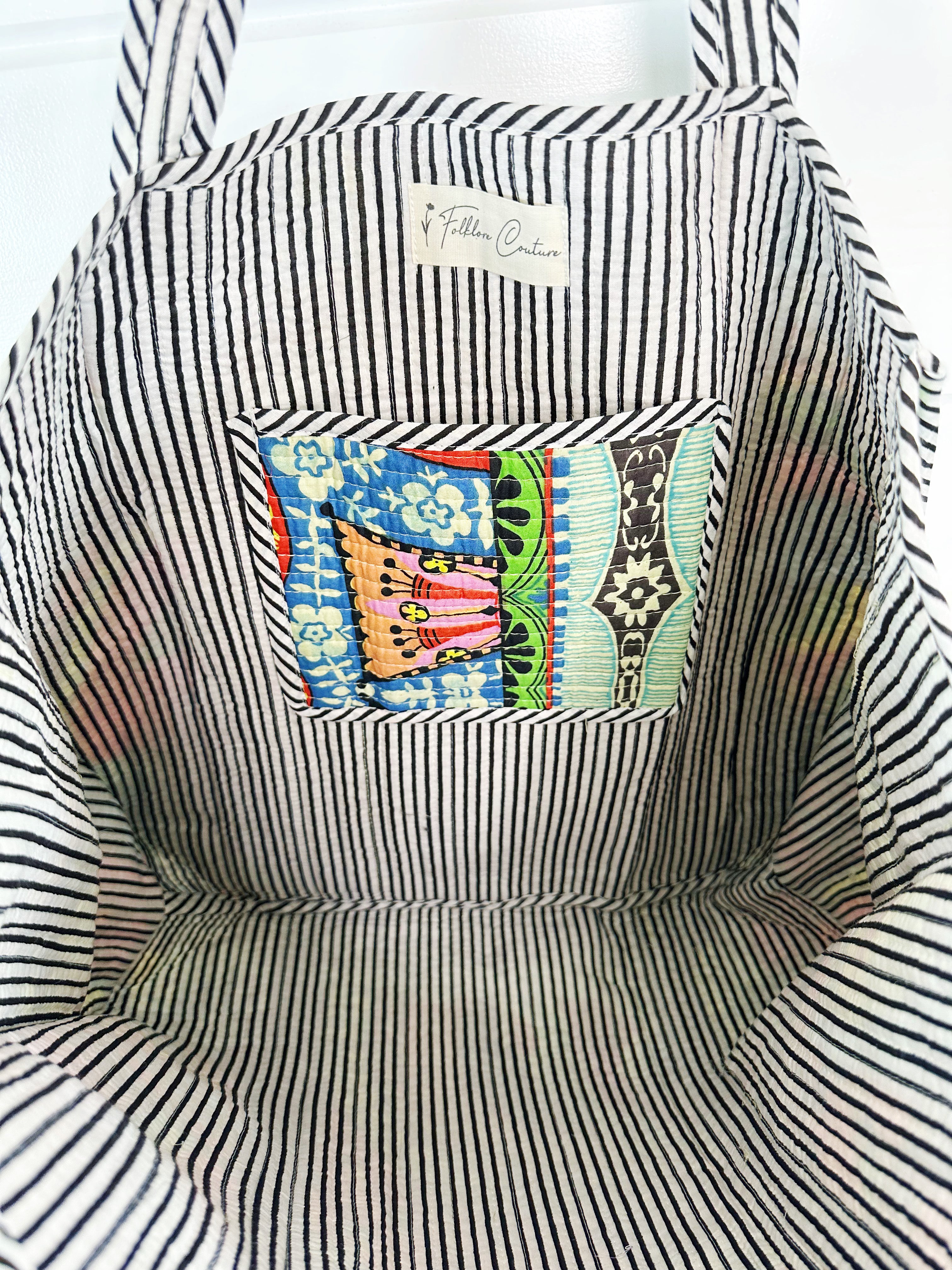 Festival Print Large Quilted Cotton Tote Bag