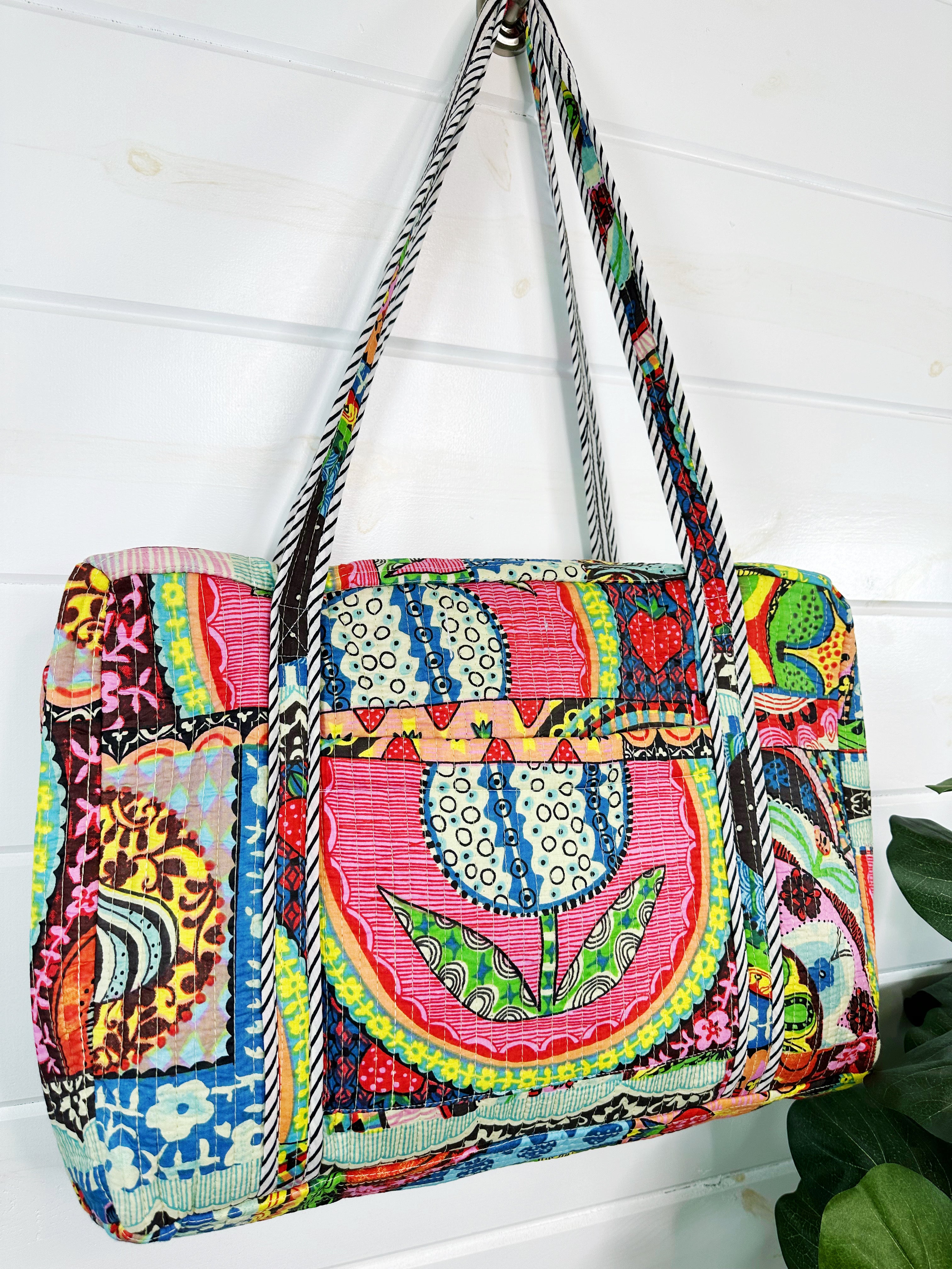 Festival Print Quilted Weekender Overnight Duffle Bag