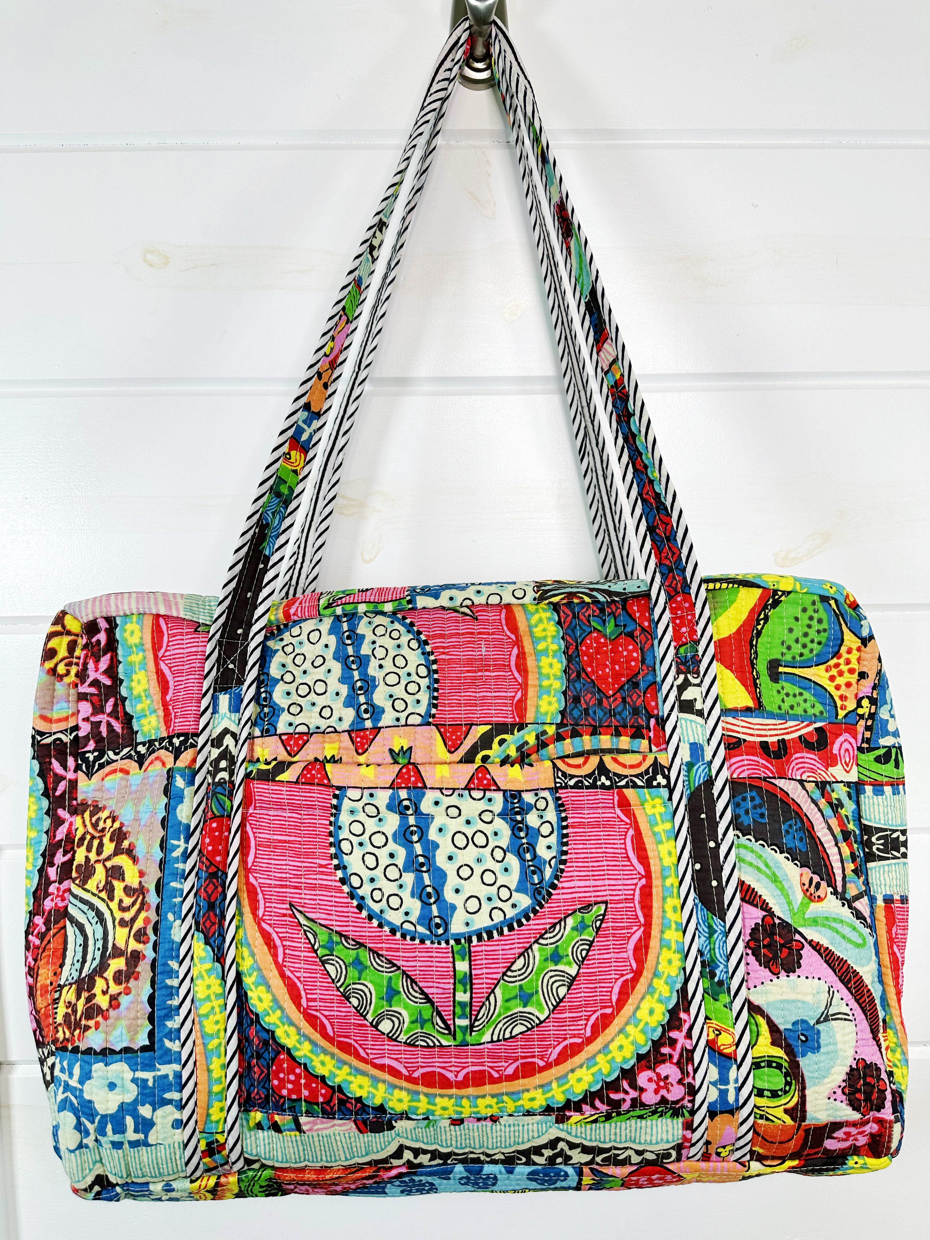 Festival Print Quilted Weekender Overnight Duffle Bag