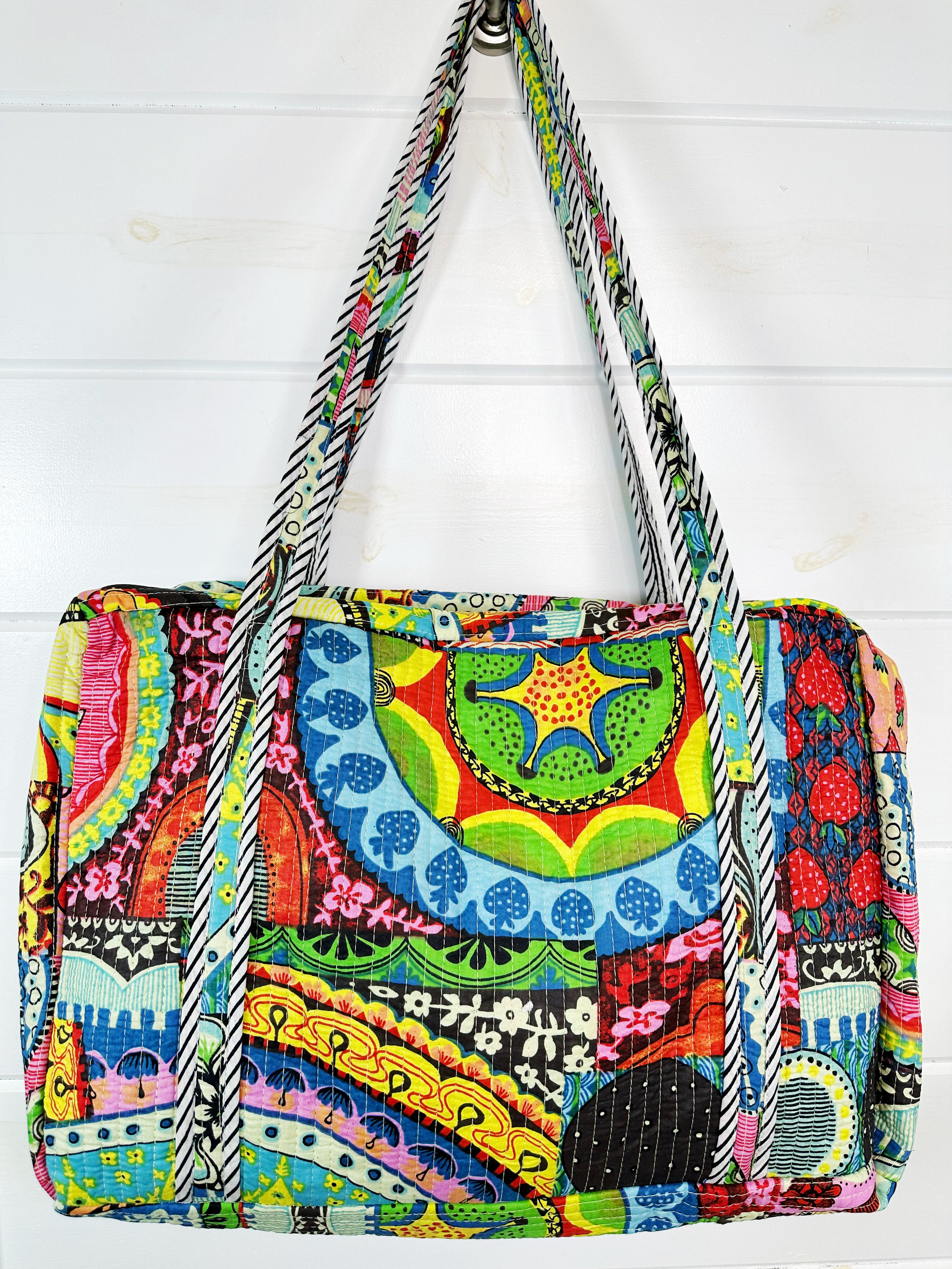 Festival Print Quilted Weekender Overnight Duffle Bag