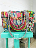 Festival Print Quilted Weekender Overnight Duffle Bag