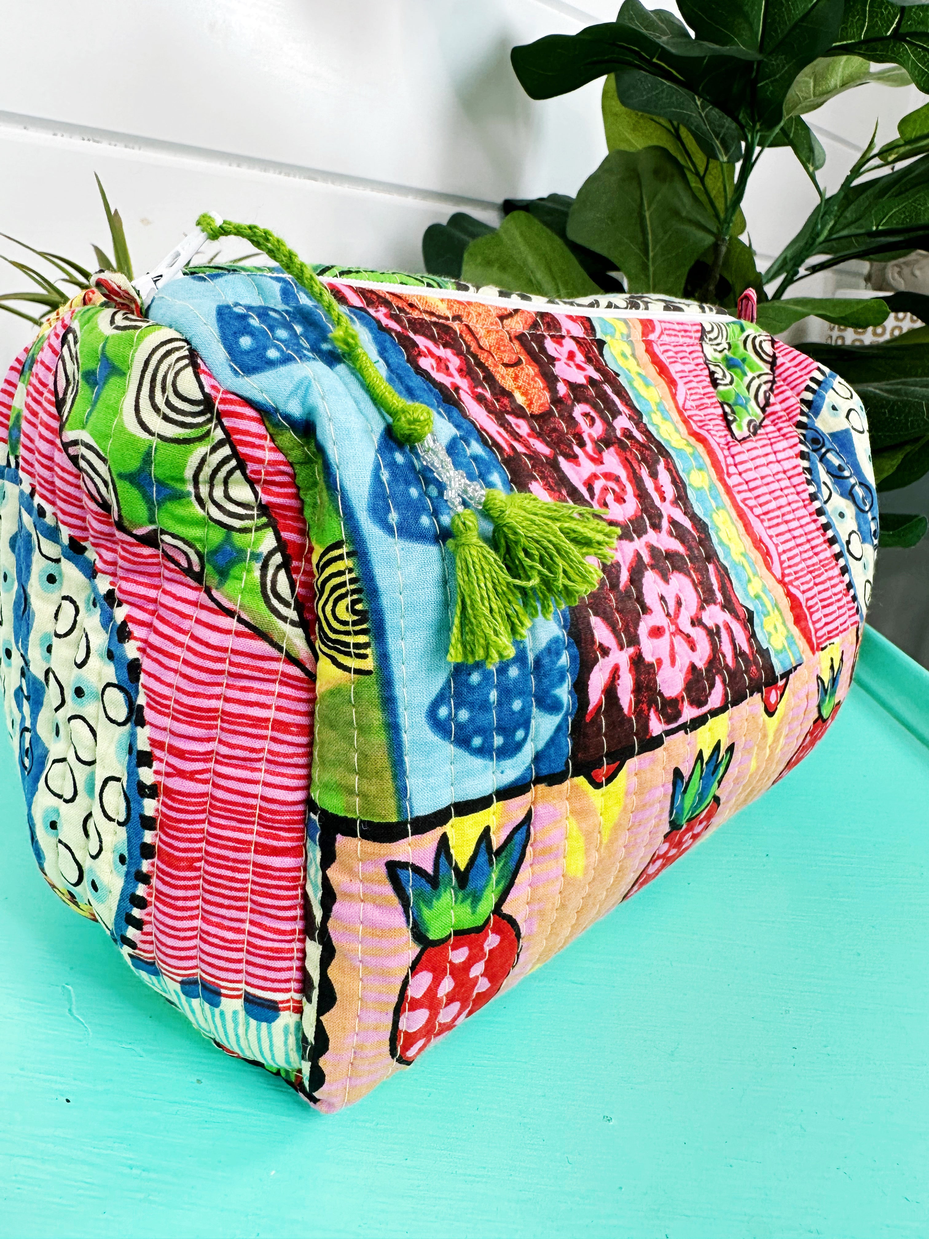 Festival Print Quilted Makeup Cosmetics Toiletry Bag