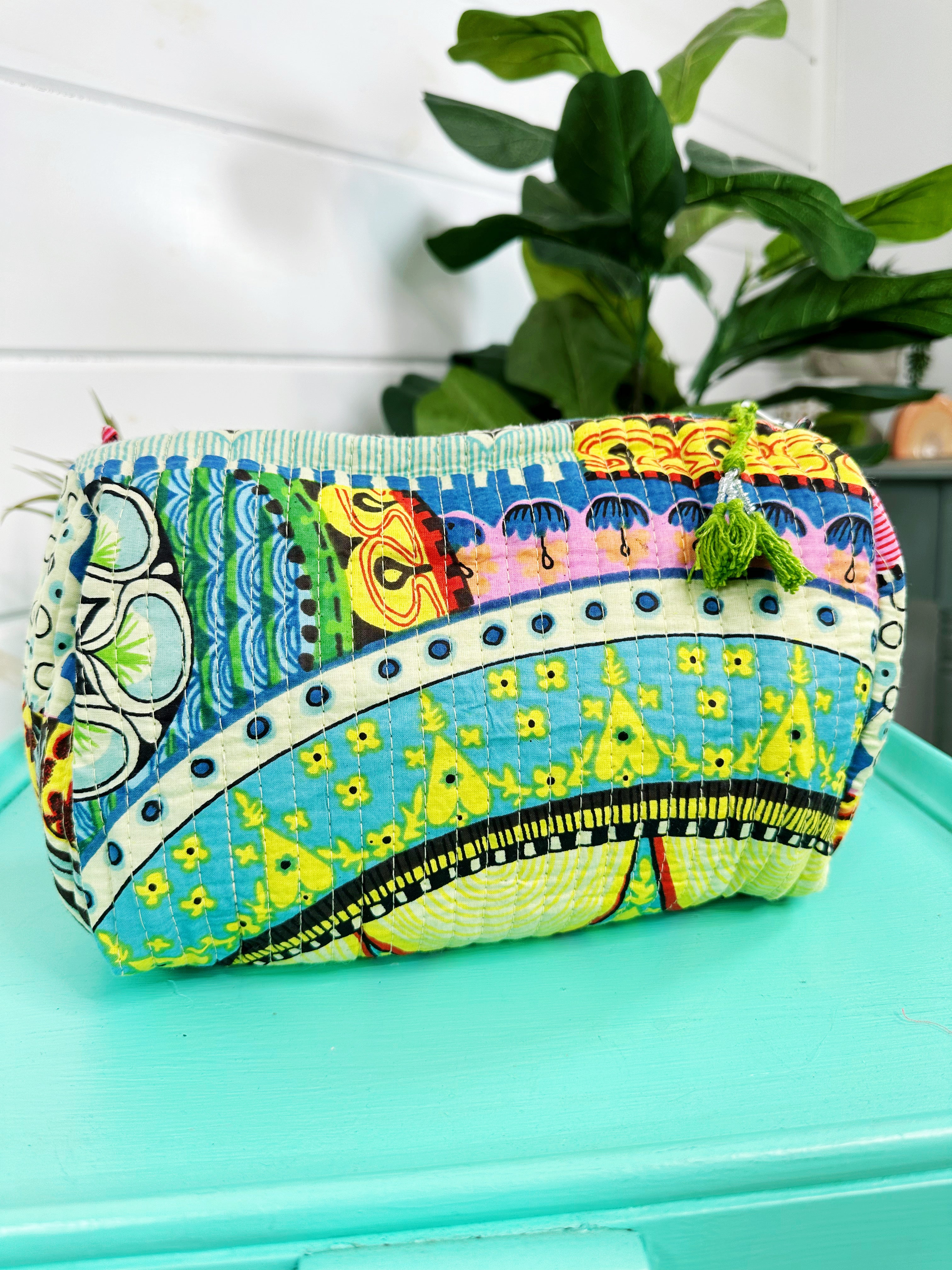 Festival Print Quilted Makeup Cosmetics Toiletry Bag