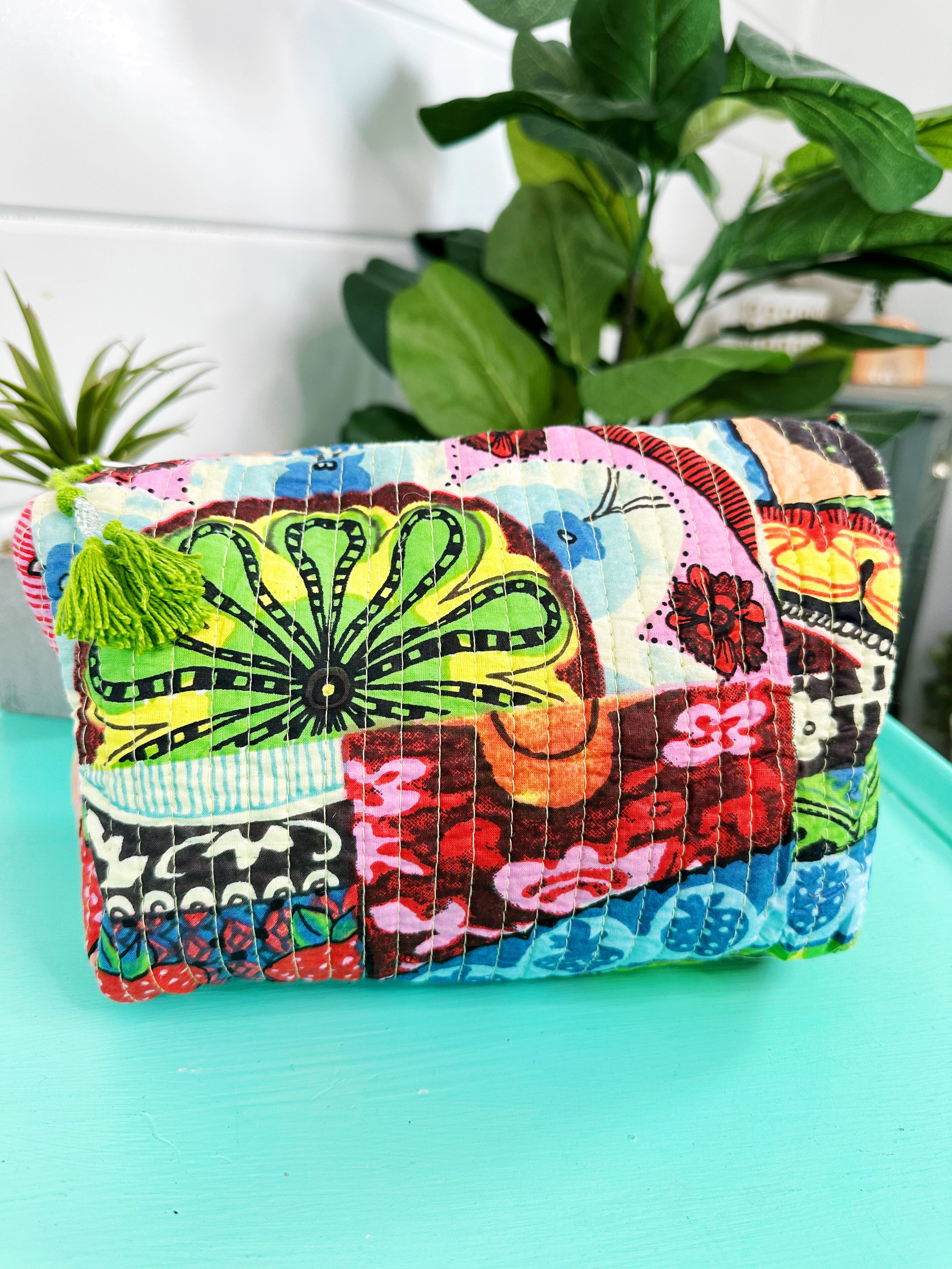 Festival Print Quilted Makeup Cosmetics Toiletry Bag