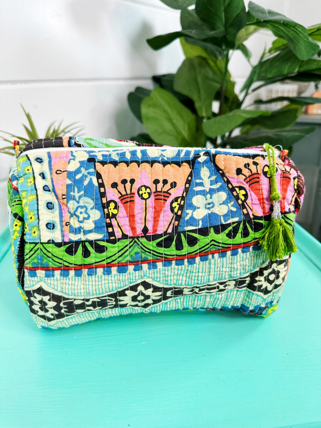 Festival Print Quilted Makeup Cosmetics Toiletry Bag