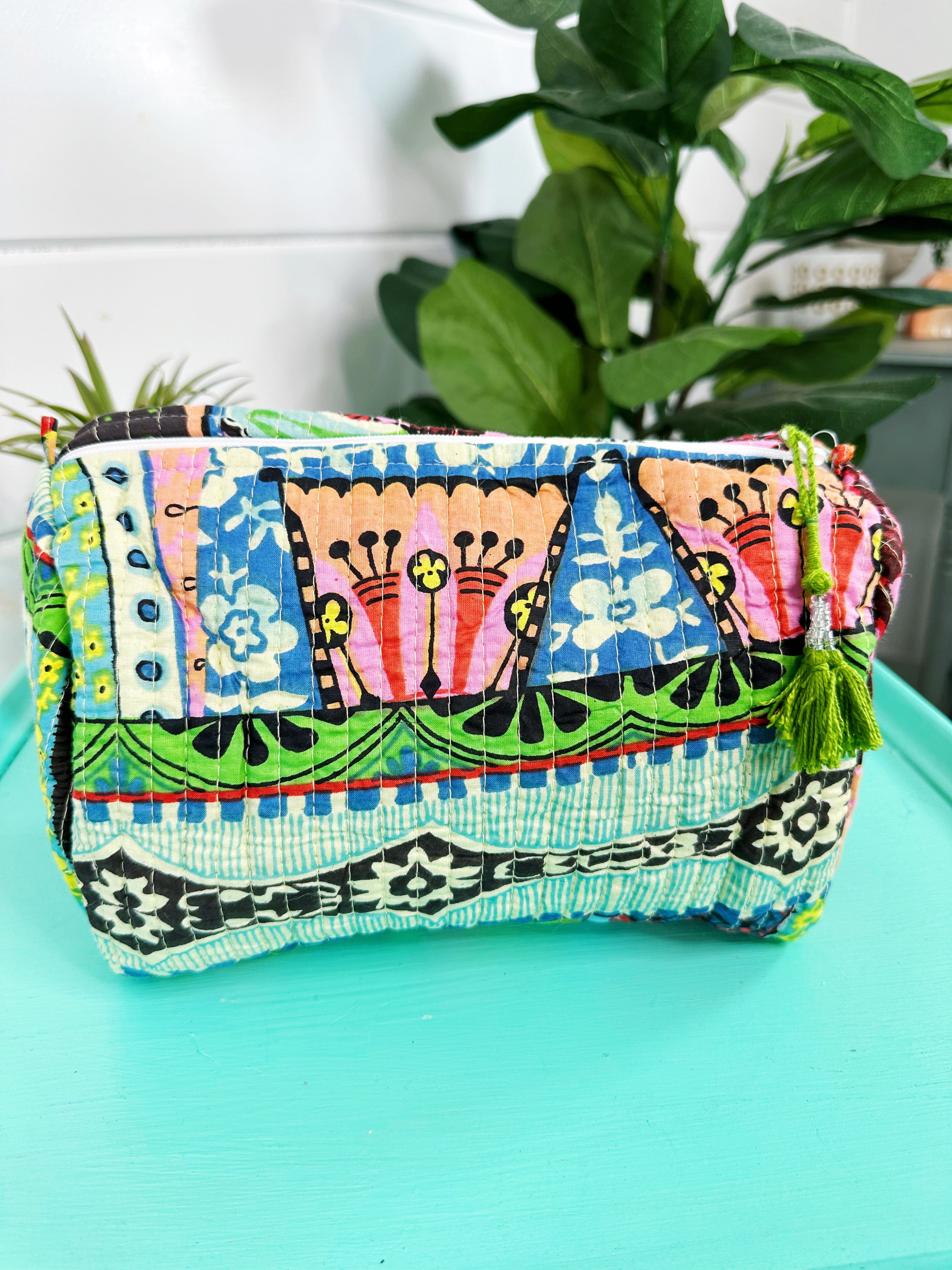 Festival Print Quilted Makeup Cosmetics Toiletry Bag