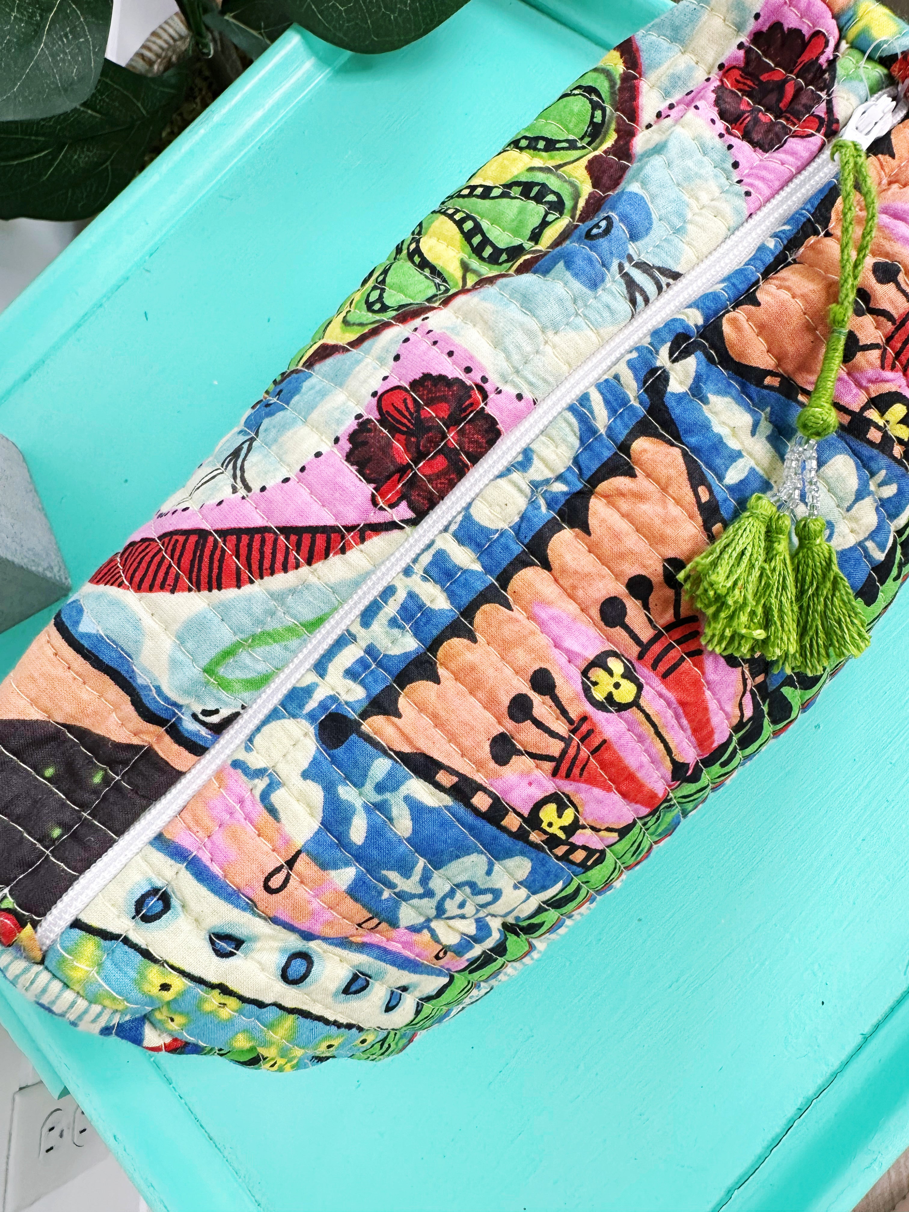 Festival Print Quilted Makeup Cosmetics Toiletry Bag