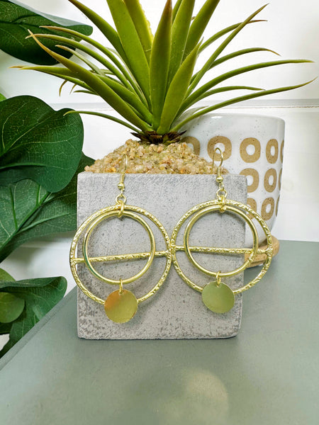 Handmade Brass Statement Earrings - Dangle Circles