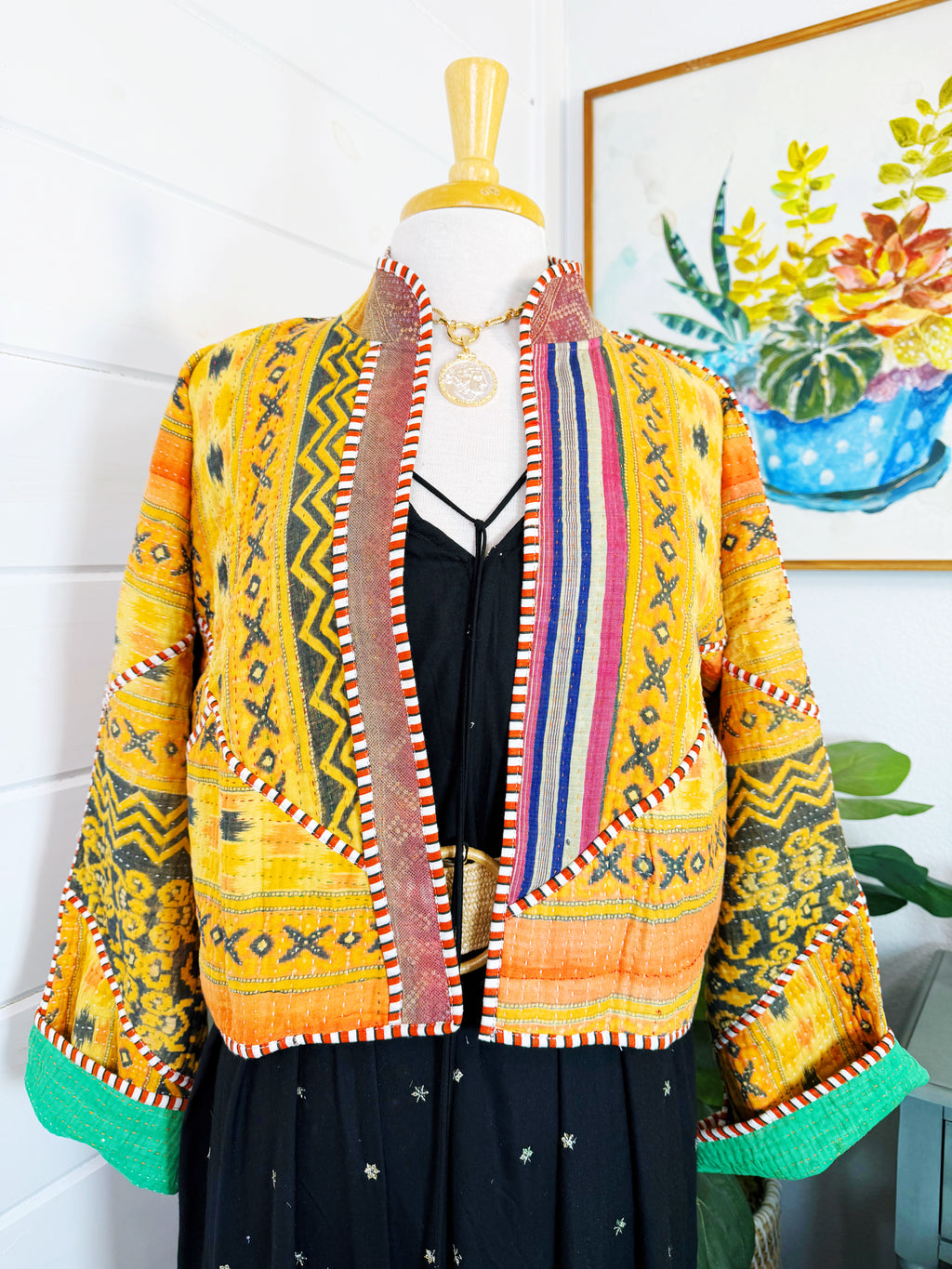 Patchwork Kantha Jacket – Quilted Reversible Blanket Coat