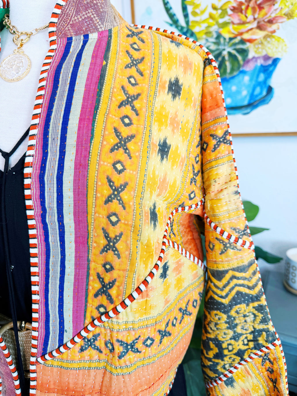 Patchwork Kantha Jacket – Quilted Reversible Blanket Coat