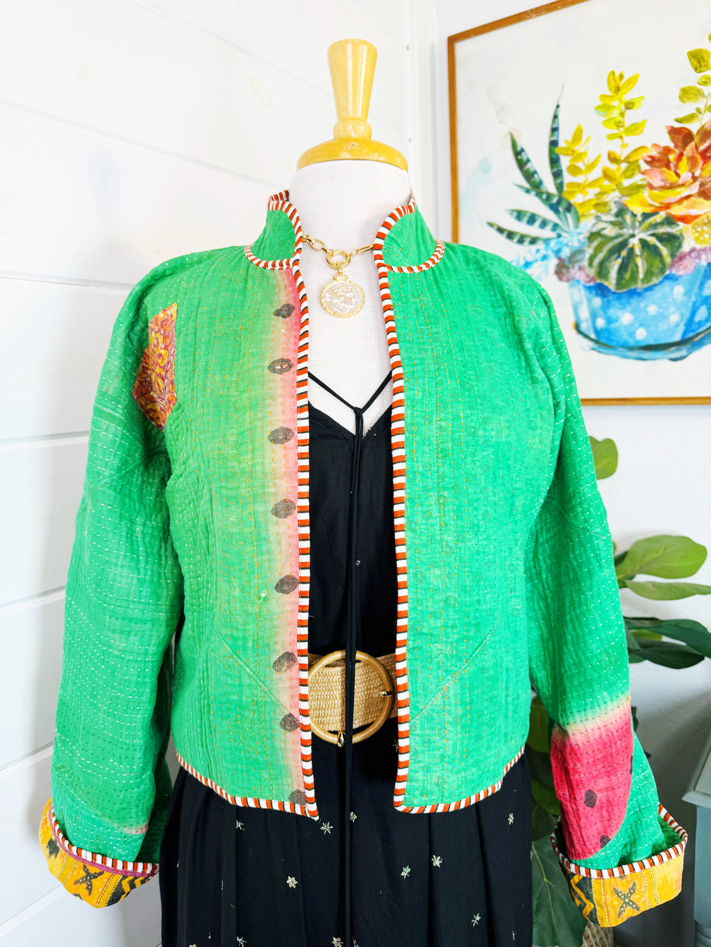 Patchwork Kantha Jacket – Quilted Reversible Blanket Coat