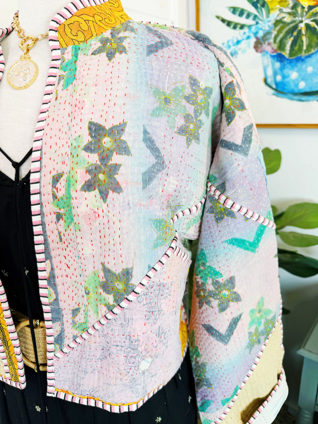 Patchwork Kantha Jacket – Quilted Reversible Blanket Coat